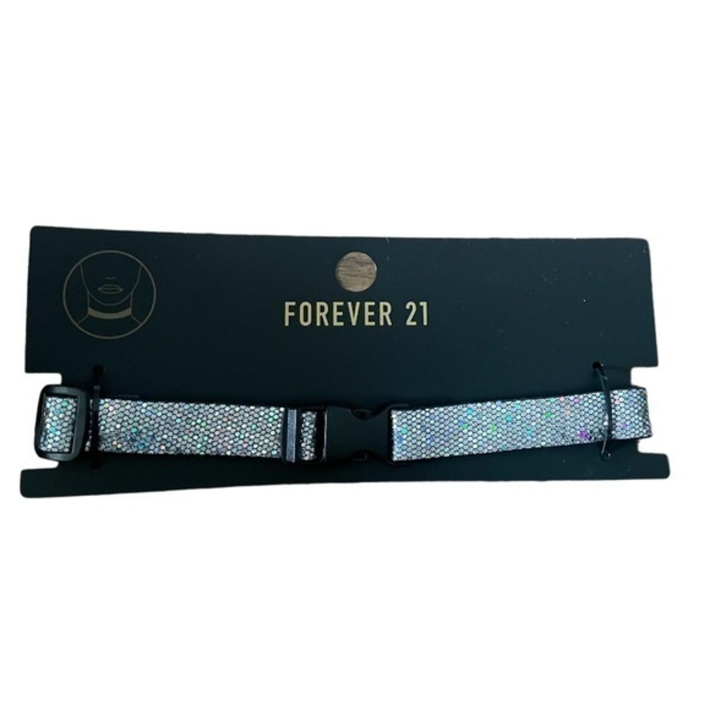 FOREVER 21 sparkly silver snap button choker necklace one size ( 2 FOR $10 )